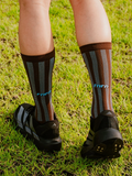 rnrn CLUB SOCKS 跑步中筒襪 | 復古人字紋 腳背透氣網眼 腳踝加壓